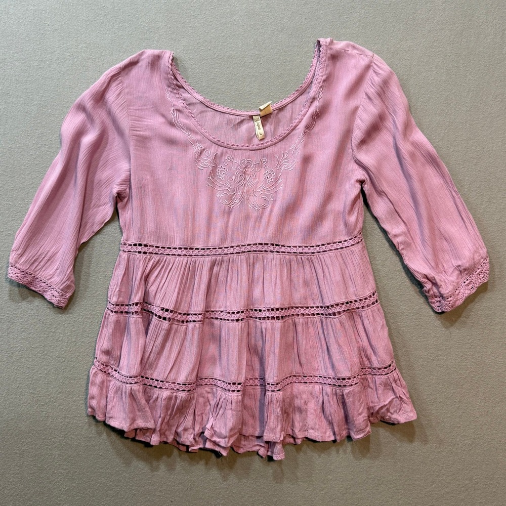 Japna Pink Peasant Blouse